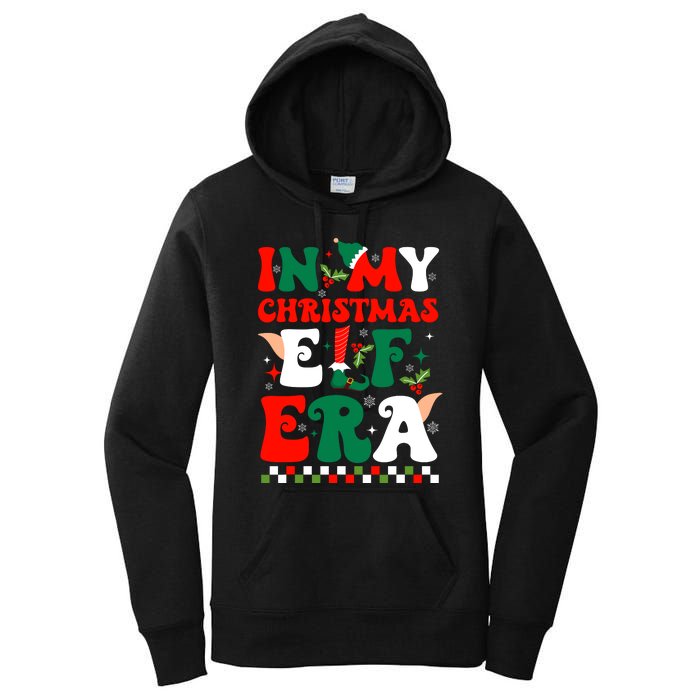 In My Christmas Elf Era Xmas Groovy Santa Squad Holiday Women's Pullover Hoodie