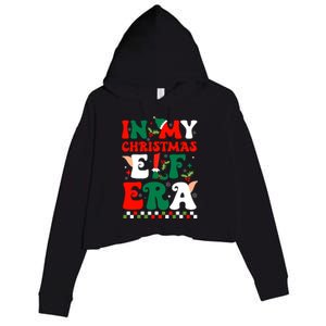 In My Christmas Elf Era Xmas Groovy Santa Squad Holiday Crop Fleece Hoodie