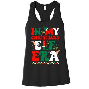 In My Christmas Elf Era Xmas Groovy Santa Squad Holiday Women's Racerback Tank