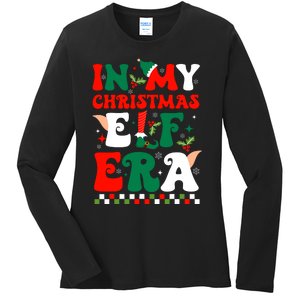 In My Christmas Elf Era Xmas Groovy Santa Squad Holiday Ladies Long Sleeve Shirt