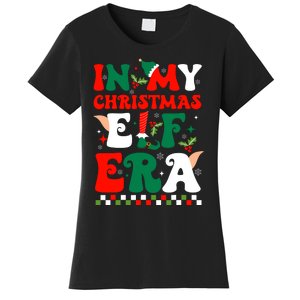 In My Christmas Elf Era Xmas Groovy Santa Squad Holiday Women's T-Shirt