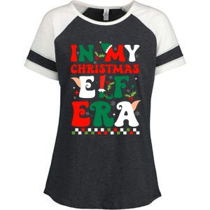 In My Christmas Elf Era Xmas Groovy Santa Squad Holiday Enza Ladies Jersey Colorblock Tee