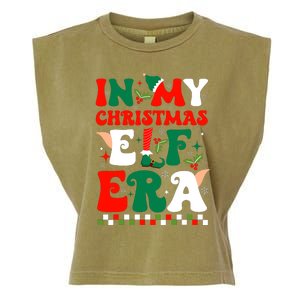 In My Christmas Elf Era Xmas Groovy Santa Squad Holiday Garment-Dyed Women's Muscle Tee