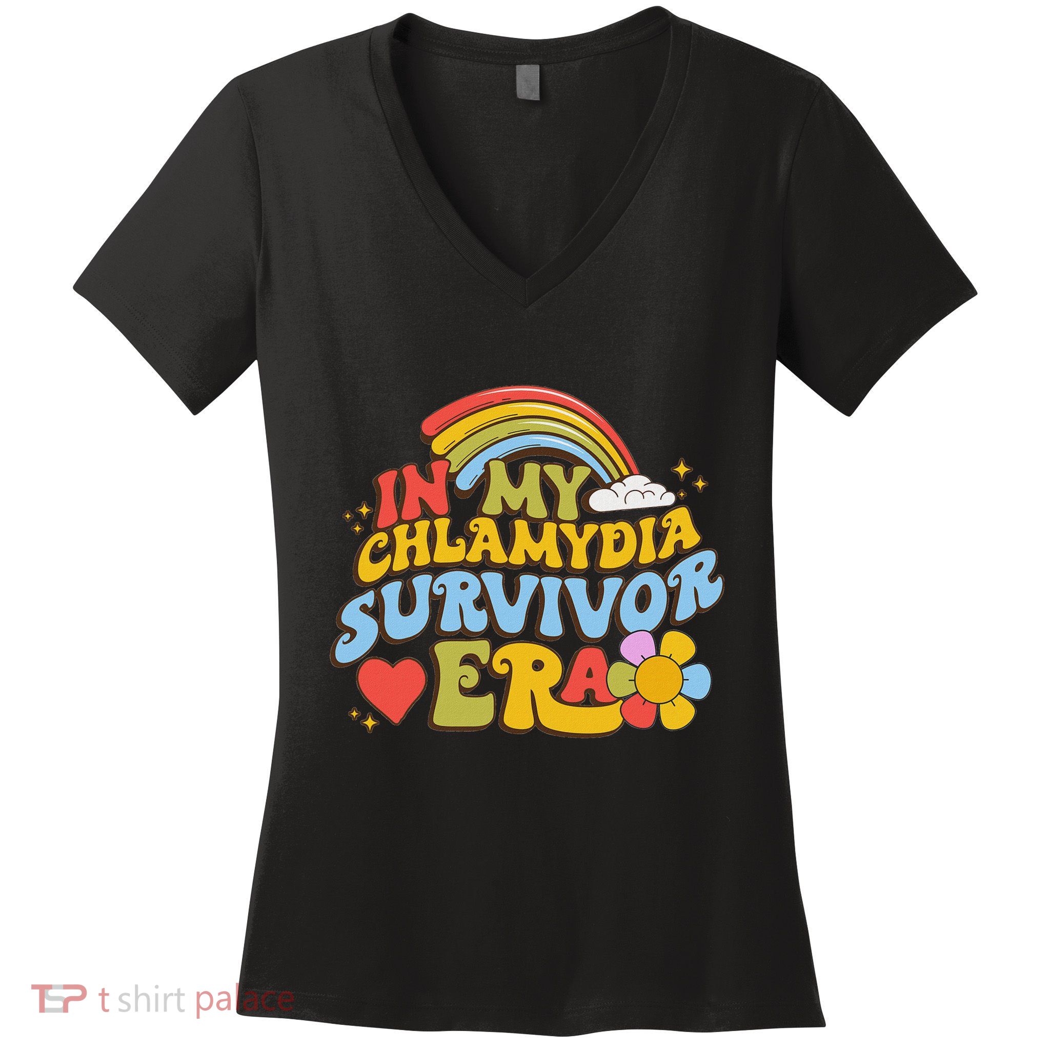 In My Chlamydia Survivor Era Funny Inappropriate Women's V-Neck T-Shirt