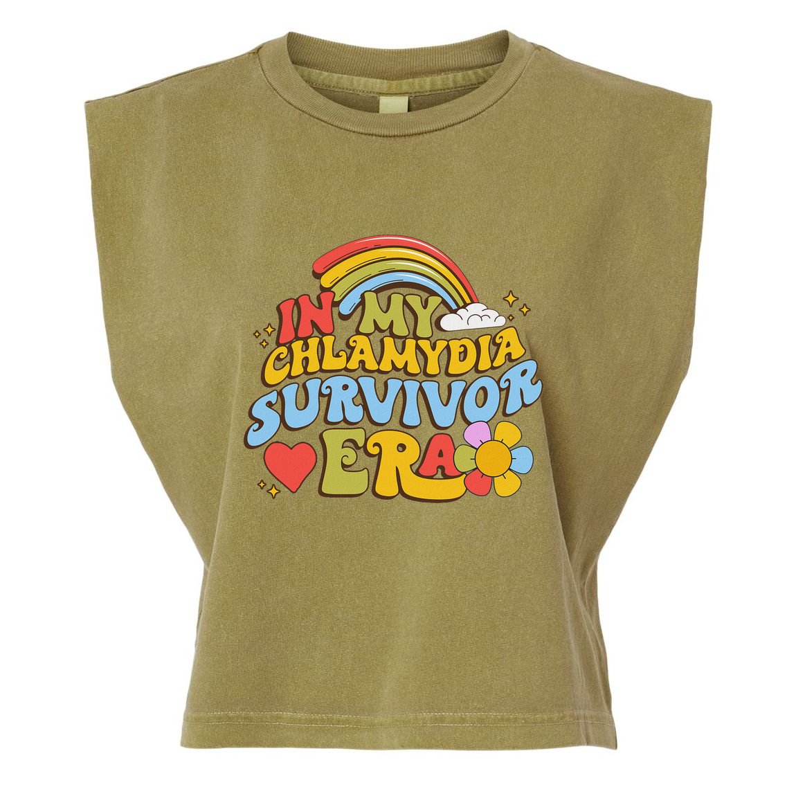 In My Chlamydia Survivor Era Funny Inappropriate Garment-Dyed Women's Muscle Tee