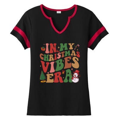 In My Christmas Vibes Era Groovy Christmas Matching Family Cool Gift Ladies Halftime Notch Neck Tee