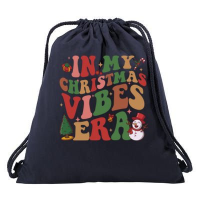 In My Christmas Vibes Era Groovy Christmas Matching Family Cool Gift Drawstring Bag