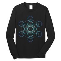 Indigo MetatronS Cube Sacred Geometry Long Sleeve Shirt