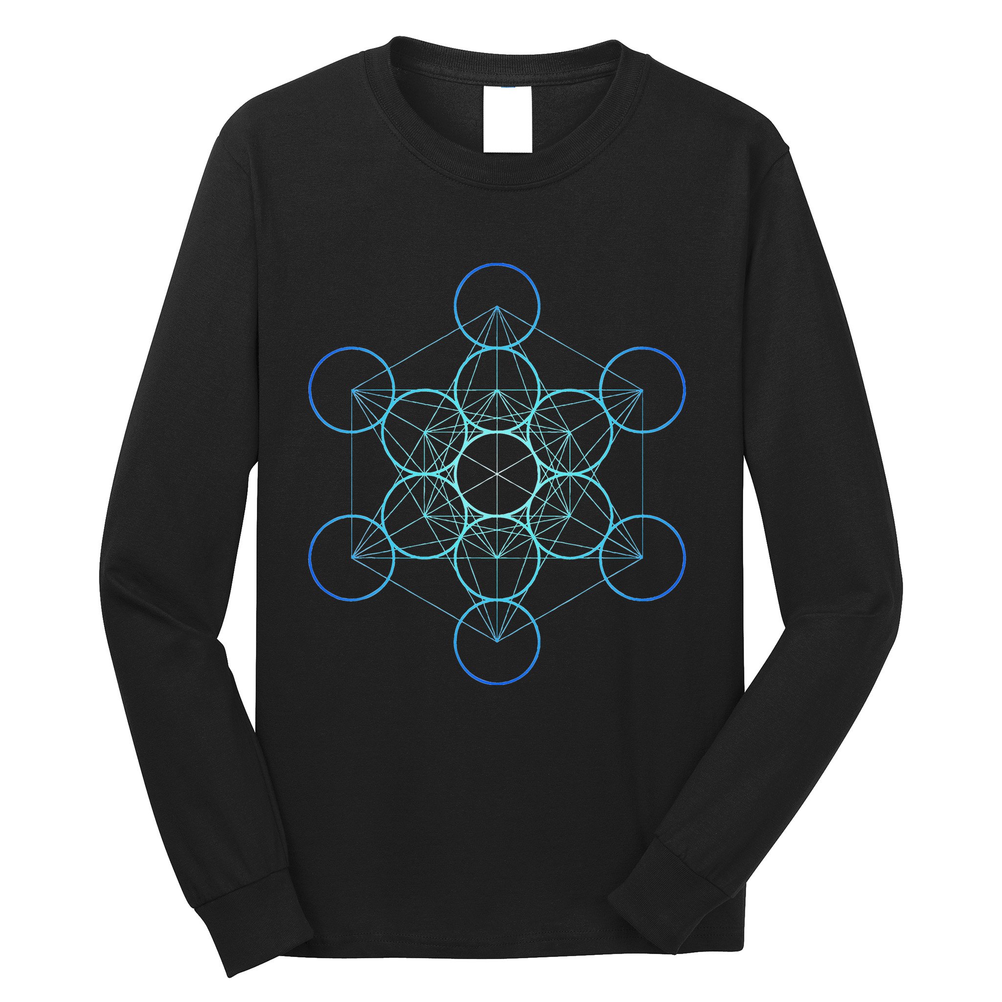 Indigo MetatronS Cube Sacred Geometry Long Sleeve Shirt
