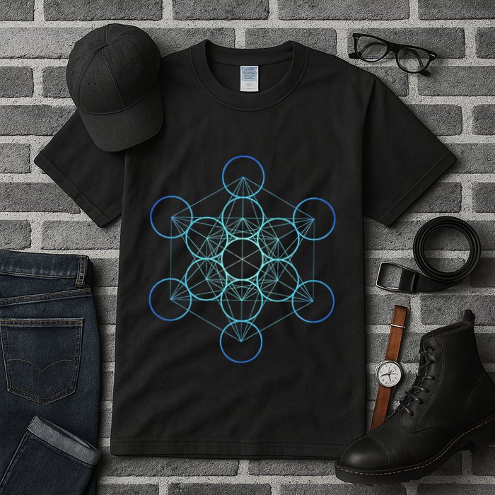 Indigo MetatronS Cube Sacred Geometry Tall T-Shirt