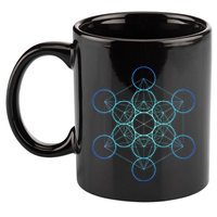 Indigo MetatronS Cube Sacred Geometry 11oz C Handle Ceramic Mug