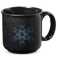 Indigo MetatronS Cube Sacred Geometry 15oz Campfire Ceramic Mug