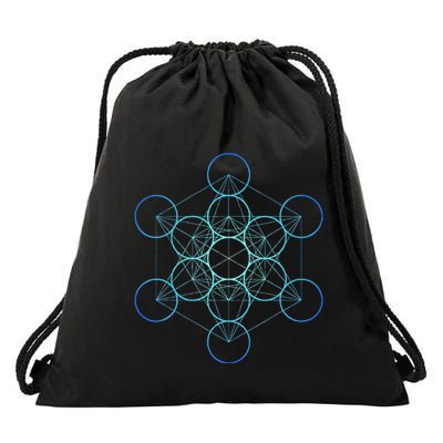 Indigo MetatronS Cube Sacred Geometry Drawstring Bag