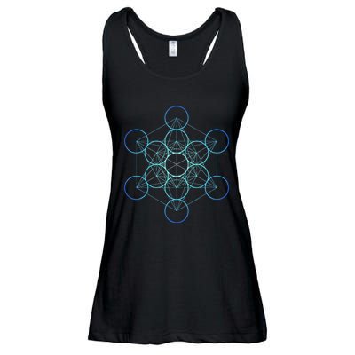 Indigo MetatronS Cube Sacred Geometry Ladies Essential Flowy Tank