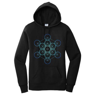 Indigo MetatronS Cube Sacred Geometry Women's Pullover Hoodie
