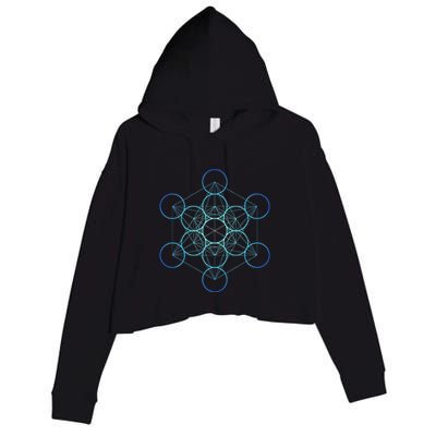 Indigo MetatronS Cube Sacred Geometry Crop Fleece Hoodie