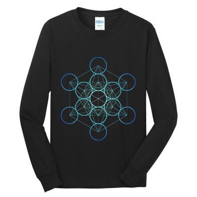 Indigo MetatronS Cube Sacred Geometry Tall Long Sleeve T-Shirt