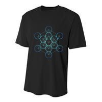 Indigo MetatronS Cube Sacred Geometry Youth Performance Sprint T-Shirt