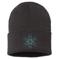 Indigo MetatronS Cube Sacred Geometry Sustainable Knit Beanie