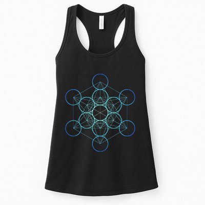 Indigo MetatronS Cube Sacred Geometry Womens Tank Top