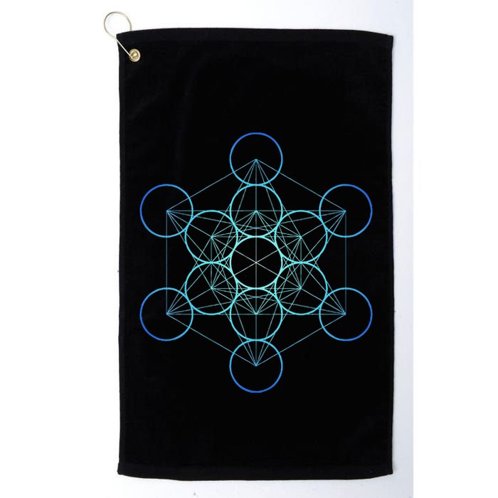 Indigo MetatronS Cube Sacred Geometry Golf Towel