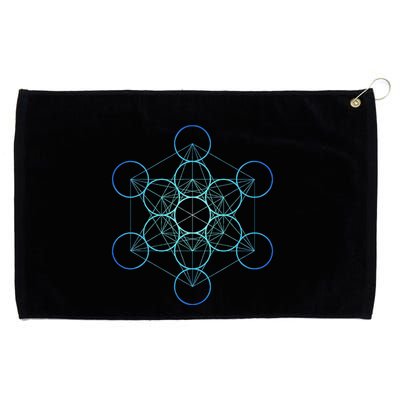 Indigo MetatronS Cube Sacred Geometry Grommeted Golf Towel