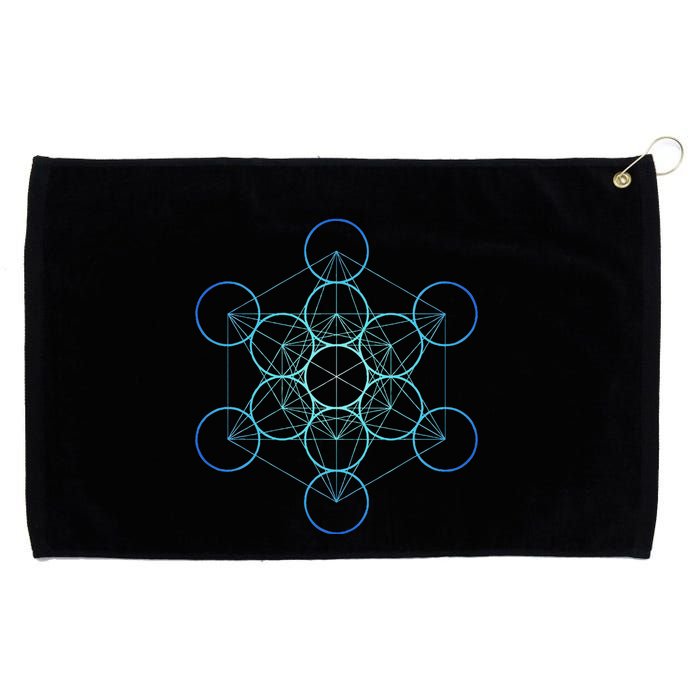 Indigo MetatronS Cube Sacred Geometry Grommeted Golf Towel