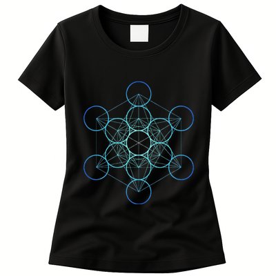 Indigo MetatronS Cube Sacred Geometry Womens T-Shirt