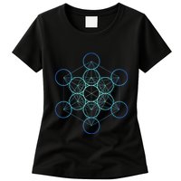 Indigo MetatronS Cube Sacred Geometry Womens T-Shirt