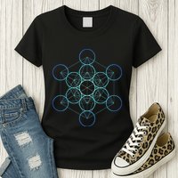 Indigo MetatronS Cube Sacred Geometry Womens T-Shirt