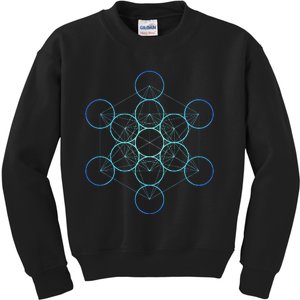 Indigo MetatronS Cube Sacred Geometry Kids Sweatshirt