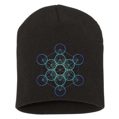 Indigo MetatronS Cube Sacred Geometry Short Acrylic Beanie