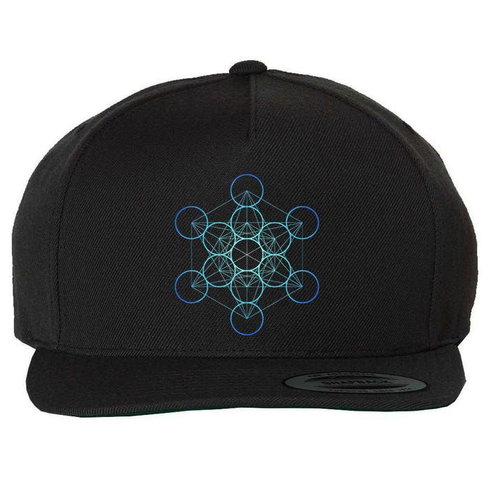 Indigo MetatronS Cube Sacred Geometry Wool Snapback Cap