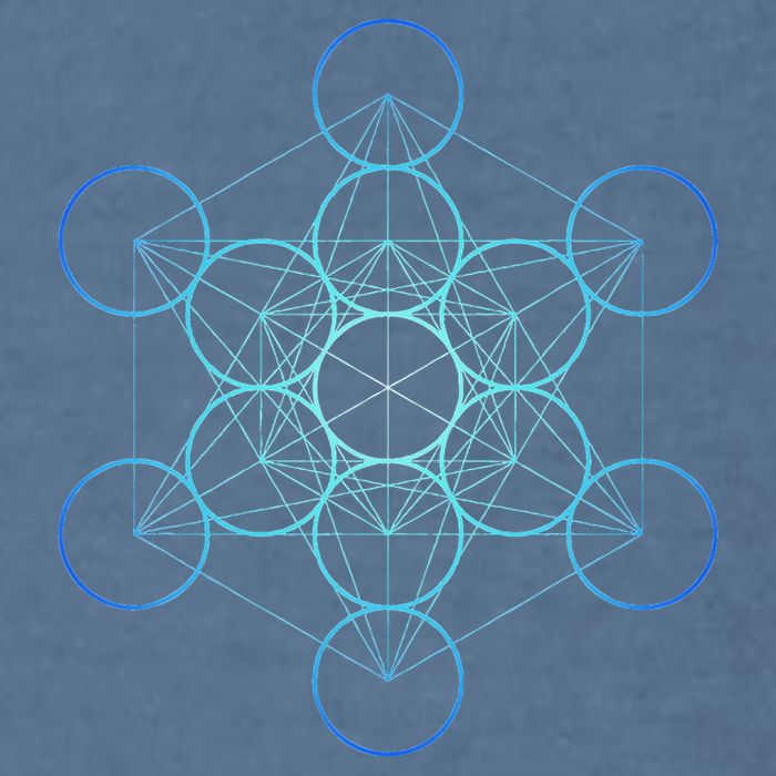 Indigo MetatronS Cube Sacred Geometry Garment-Dyed Sweatshirt