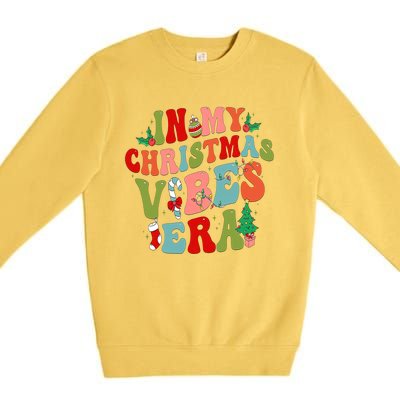 In My Christmas Vibes Era Groovy Merry Christmas Gift Premium Crewneck Sweatshirt