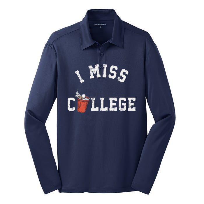 I Miss College Vintage Silk Touch Performance Long Sleeve Polo