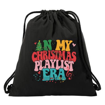 In My Christmas Playlist Era Funny Xmas Music Lover Drawstring Bag