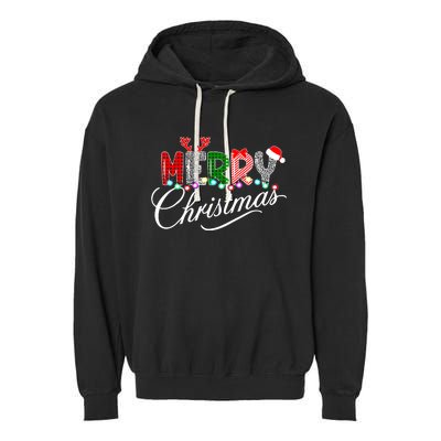 Ideas Merry Christmas | Plaid Graphic Christmas Letter Garment-Dyed Fleece Hoodie