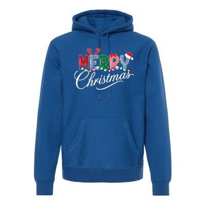 Ideas Merry Christmas | Plaid Graphic Christmas Letter Premium Hoodie