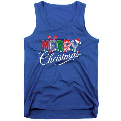 Ideas Merry Christmas | Plaid Graphic Christmas Letter Tank Top