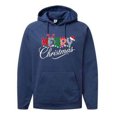 Ideas Merry Christmas | Plaid Graphic Christmas Letter Performance Fleece Hoodie