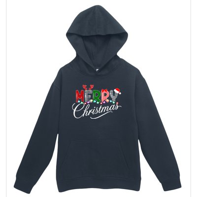 Ideas Merry Christmas | Plaid Graphic Christmas Letter Urban Pullover Hoodie