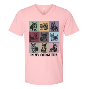 In My Corgi Era Funny Corgi Mom Dog Lover V-Neck T-Shirt