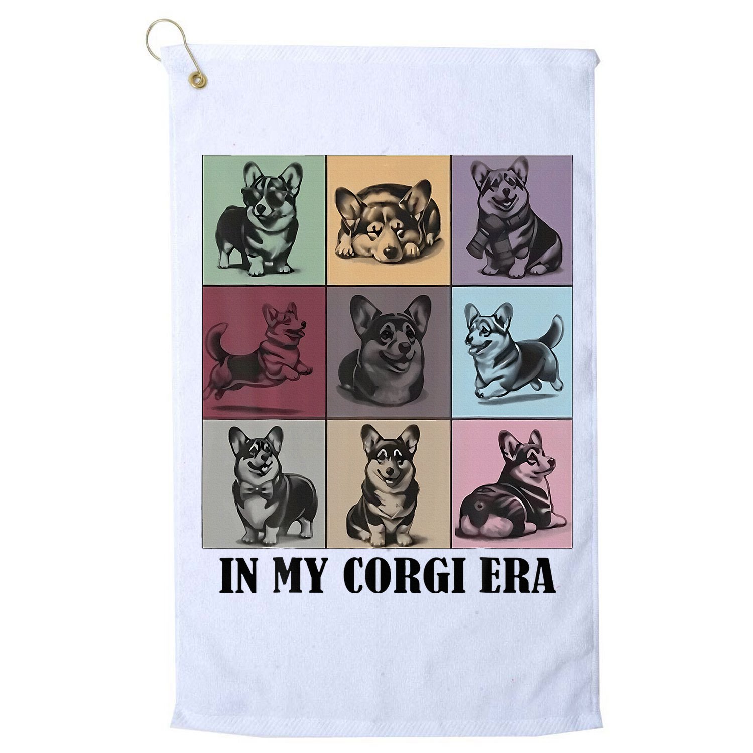 In My Corgi Era Funny Corgi Mom Dog Lover Golf Towel