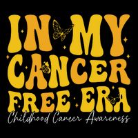 In My Cancer Free Era Childhood Cancer Awareness Gold Ribbon V-Neck T-Shirt