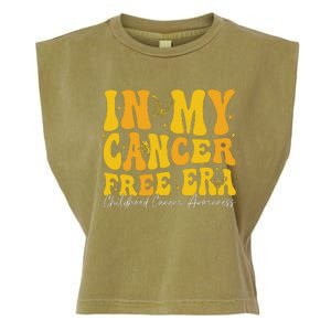 In My Cancer Free Era Childhood Cancer Awareness Gold Ribbon Garment-Dyed Women's Muscle Tee