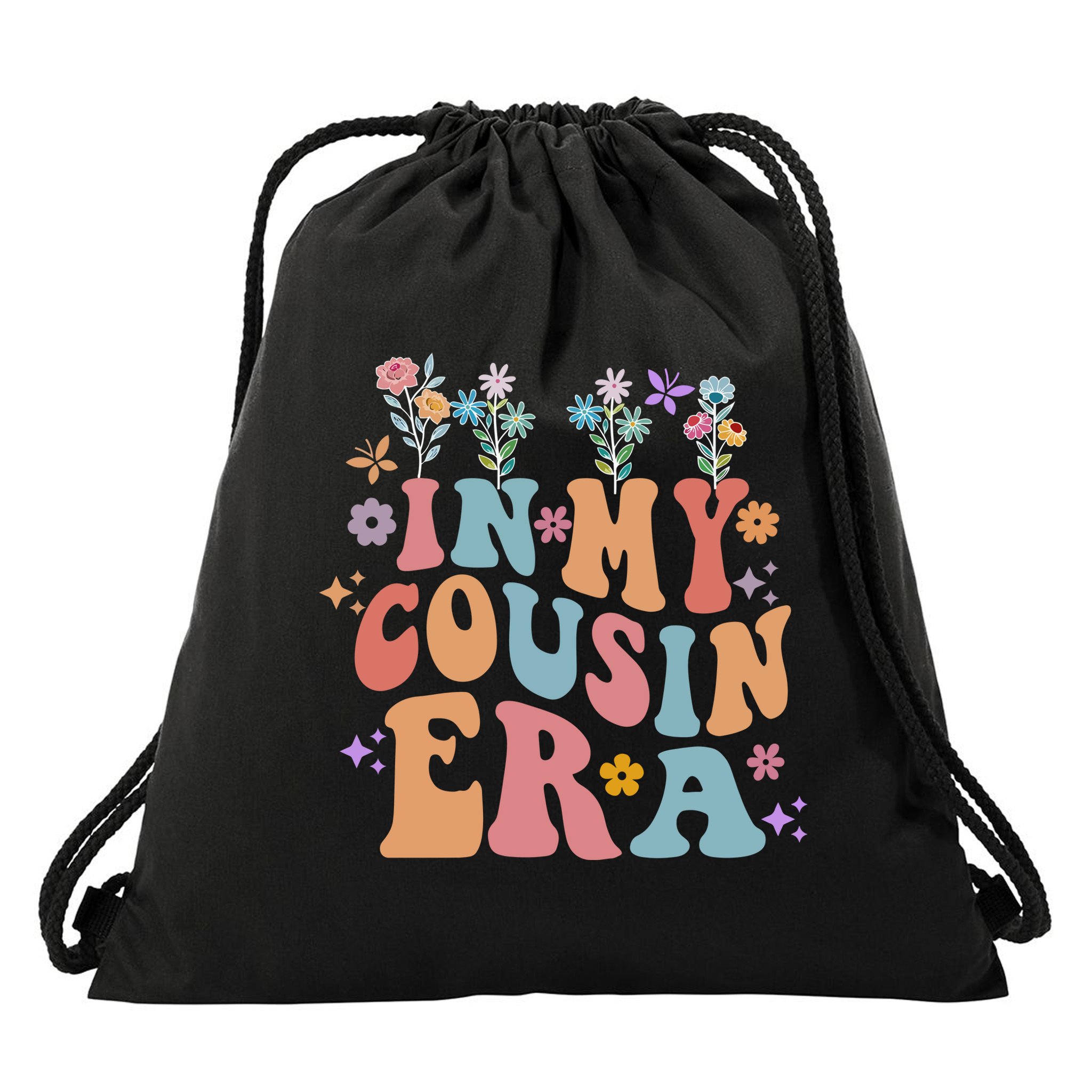 In My Cousin Era Floral Family Matching Drawstring Bag