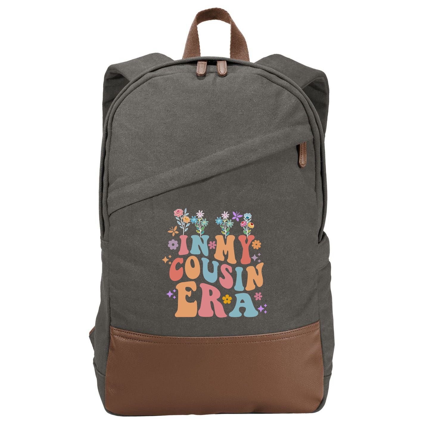 In My Cousin Era Floral Family Matching Cotton Canvas Backpack