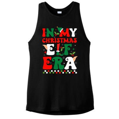 In My Christmas Elf Era Xmas Groovy Santa Squad Holiday Ladies PosiCharge Tri-Blend Wicking Tank