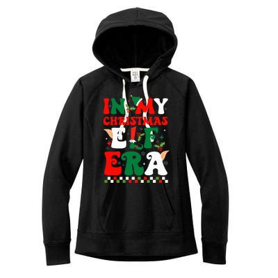 In My Christmas Elf Era Xmas Groovy Santa Squad Holiday Women's Fleece Hoodie